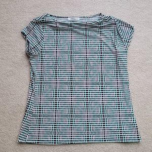 Liz Claiborne Short Sleeve Boatneck Shirt Size L Design Print